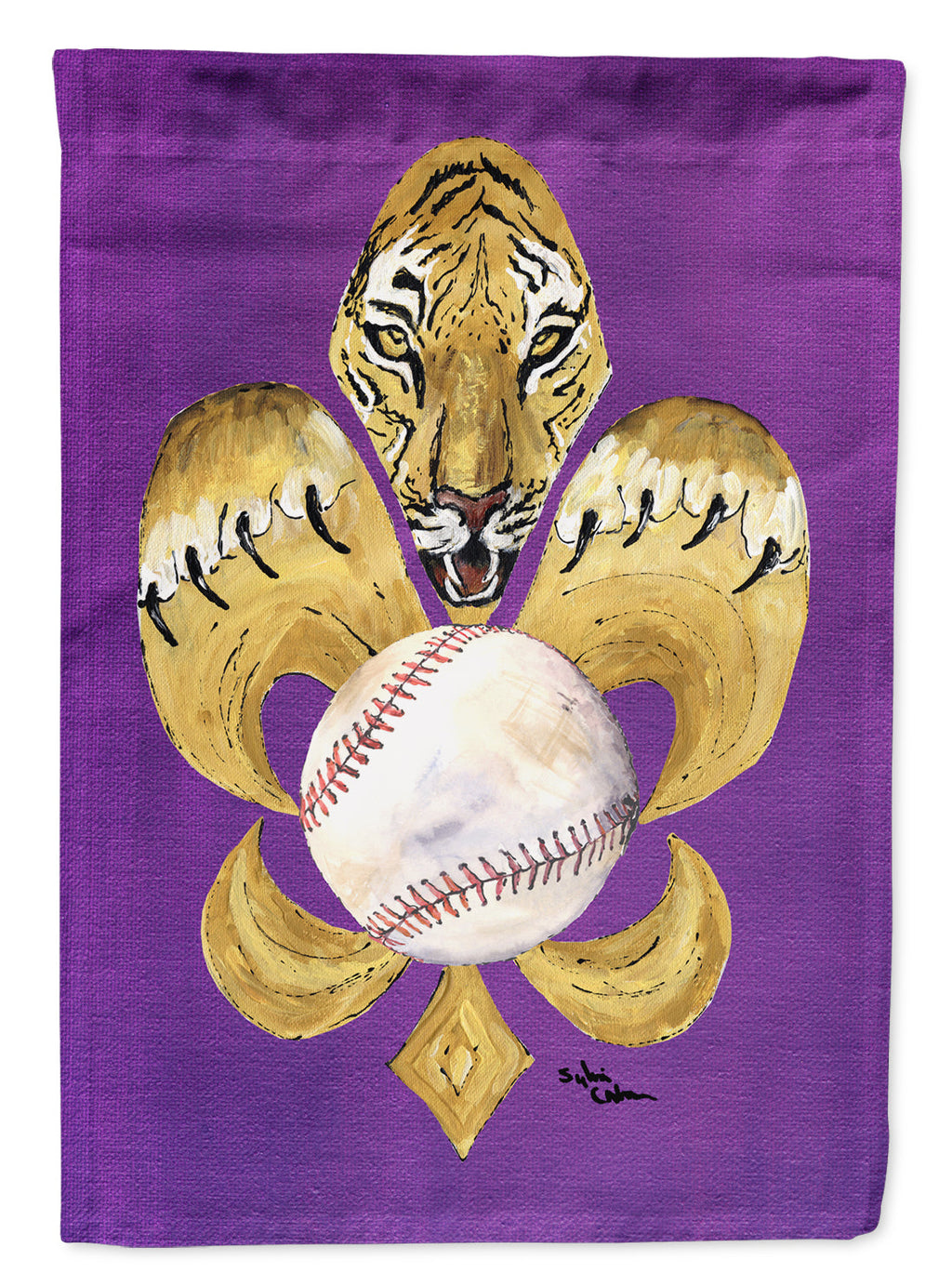 Tiger Fleur de Lis Baseball Garden Flag Mailbox Decorative Yard Banner Outside Patio Artwork for Flower Beds, Garden Size, Multicolor