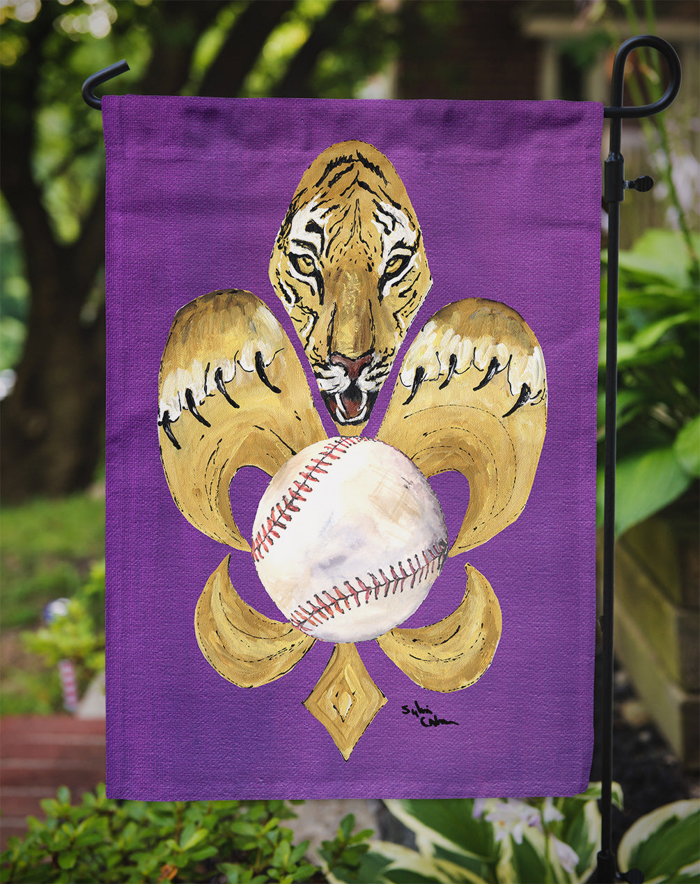 Tiger Fleur de Lis Baseball Garden Flag Mailbox Decorative Yard Banner Outside Patio Artwork for Flower Beds, Garden Size, Multicolor