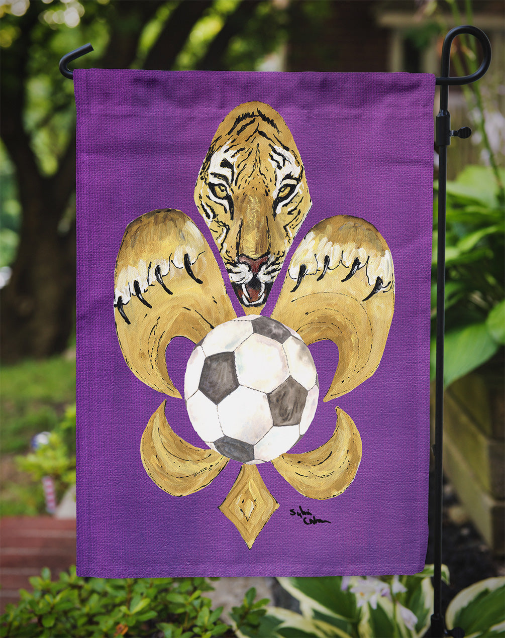 Tiger Fleur de lis Soccer Garden Flag Mailbox Decorative Yard Banner Outside Patio Artwork for Flower Beds, Garden Size, Multicolor