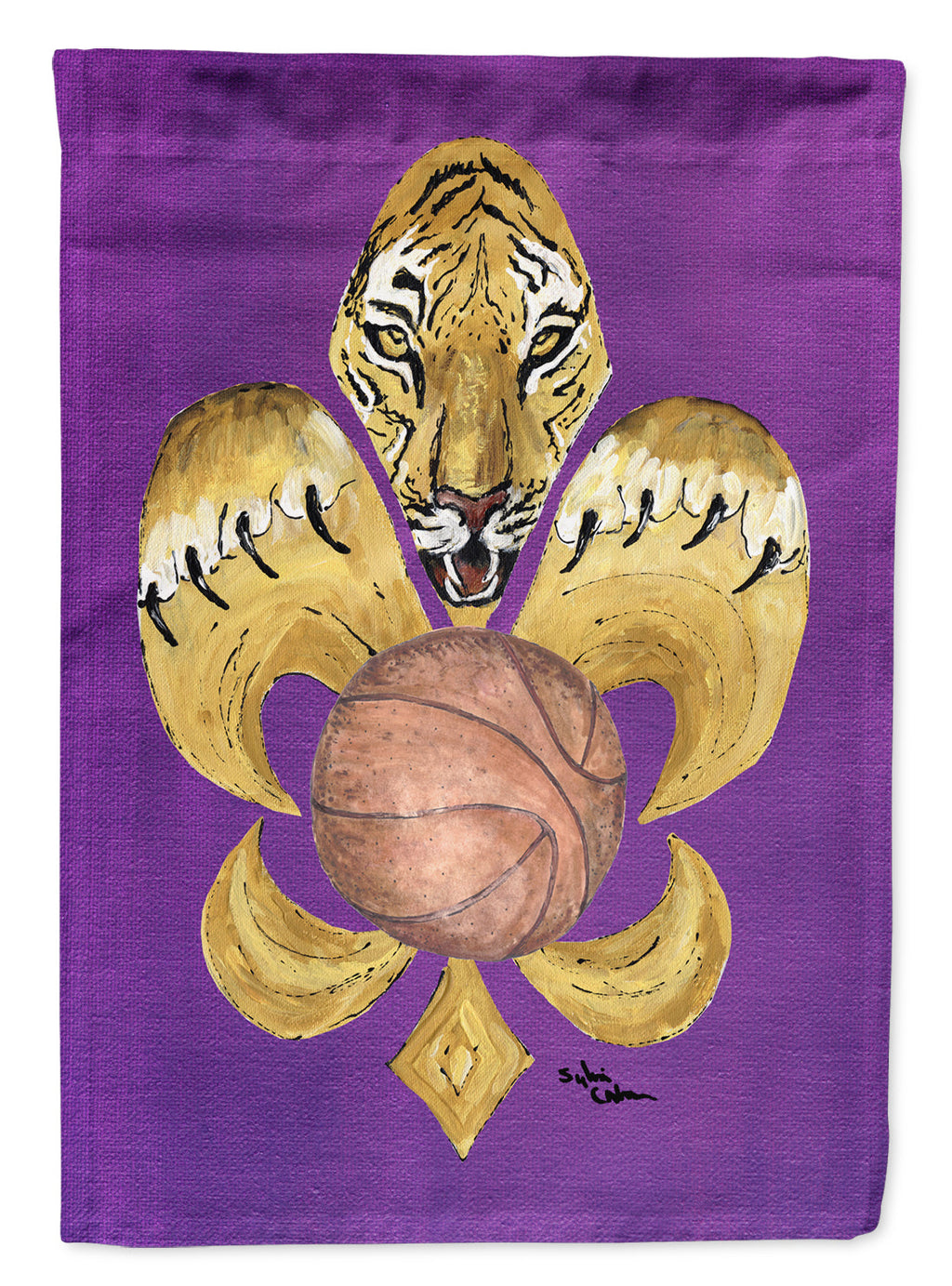 Tiger Fleur de Lis Basketball Garden Flag Mailbox Decorative Yard Banner Outside Patio Artwork for Flower Beds, Garden Size, Multicolor