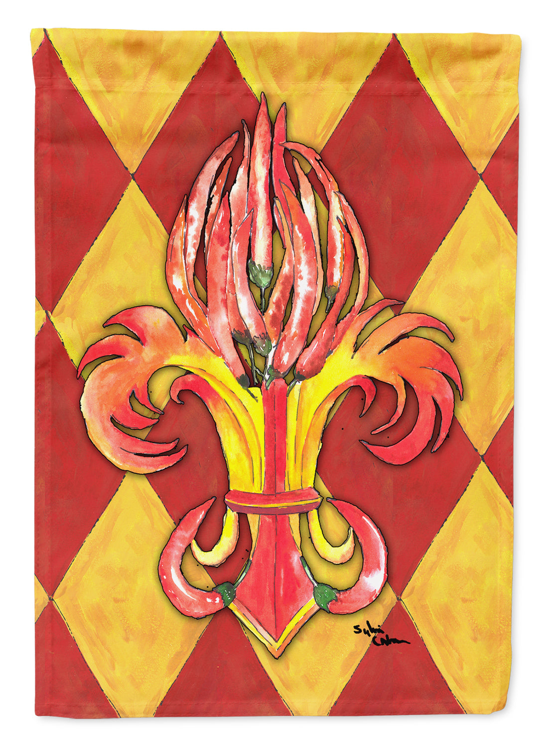 Hot Peppers Fleur de Lis Garden Flag Mailbox Decorative Yard Banner Outside Patio Artwork for Flower Beds, Garden Size, Multicolor