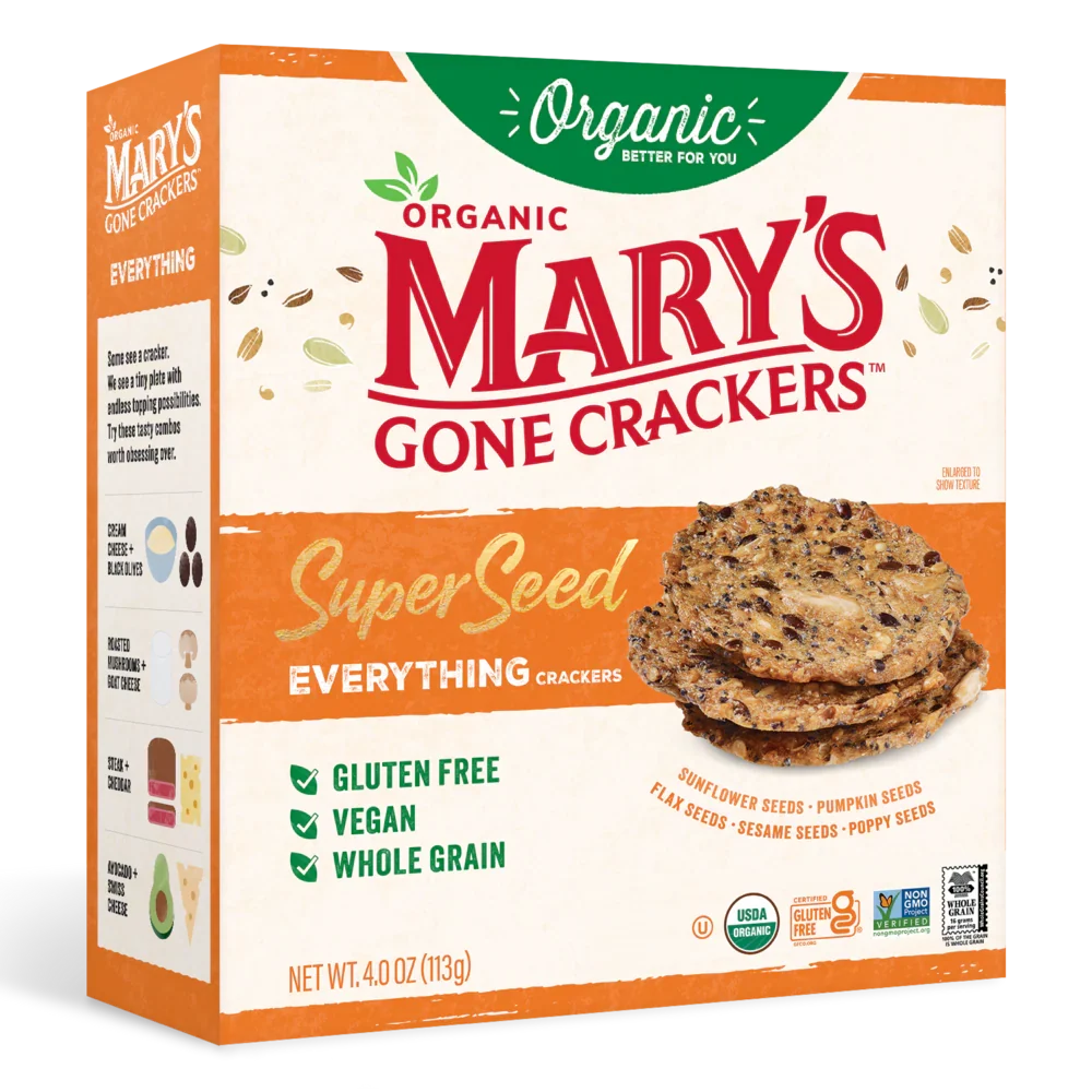 Mary's Gone Crackers Everything Super Seed Crackers - Case of 6 Boxes (4 oz Each) Organic Gluten-Free