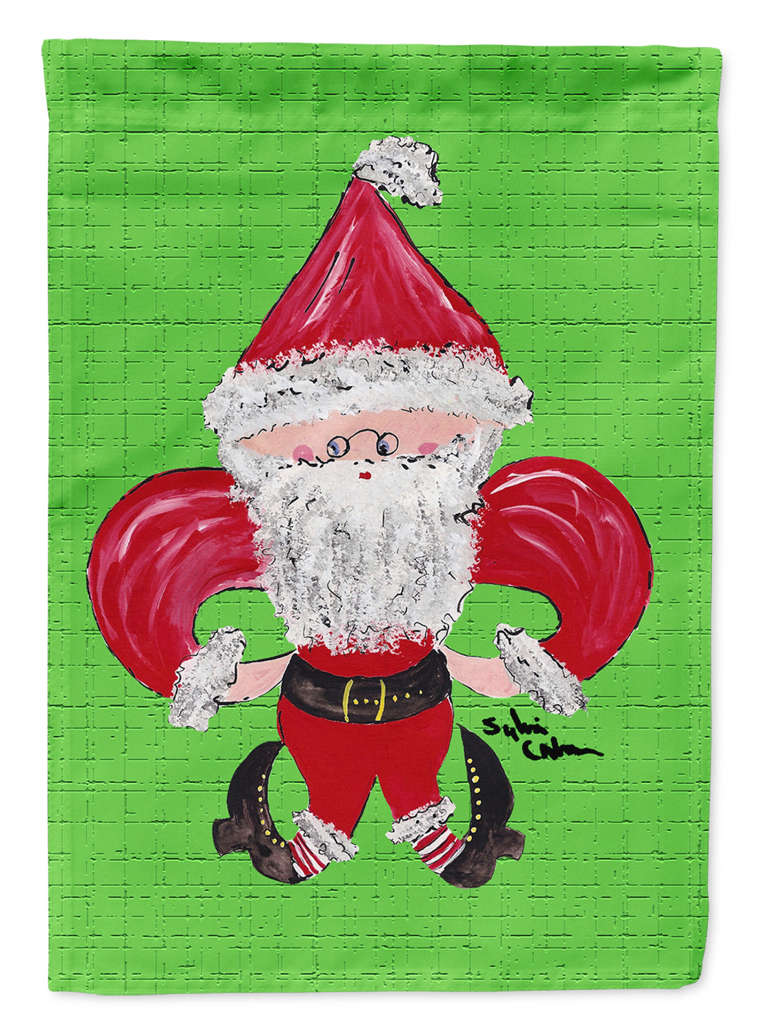 Christmas Fleur de lis Santa Claus Garden Flag Mailbox Decorative Yard Banner Outside Patio Artwork for Flower Beds, Garden Size, Multicolor
