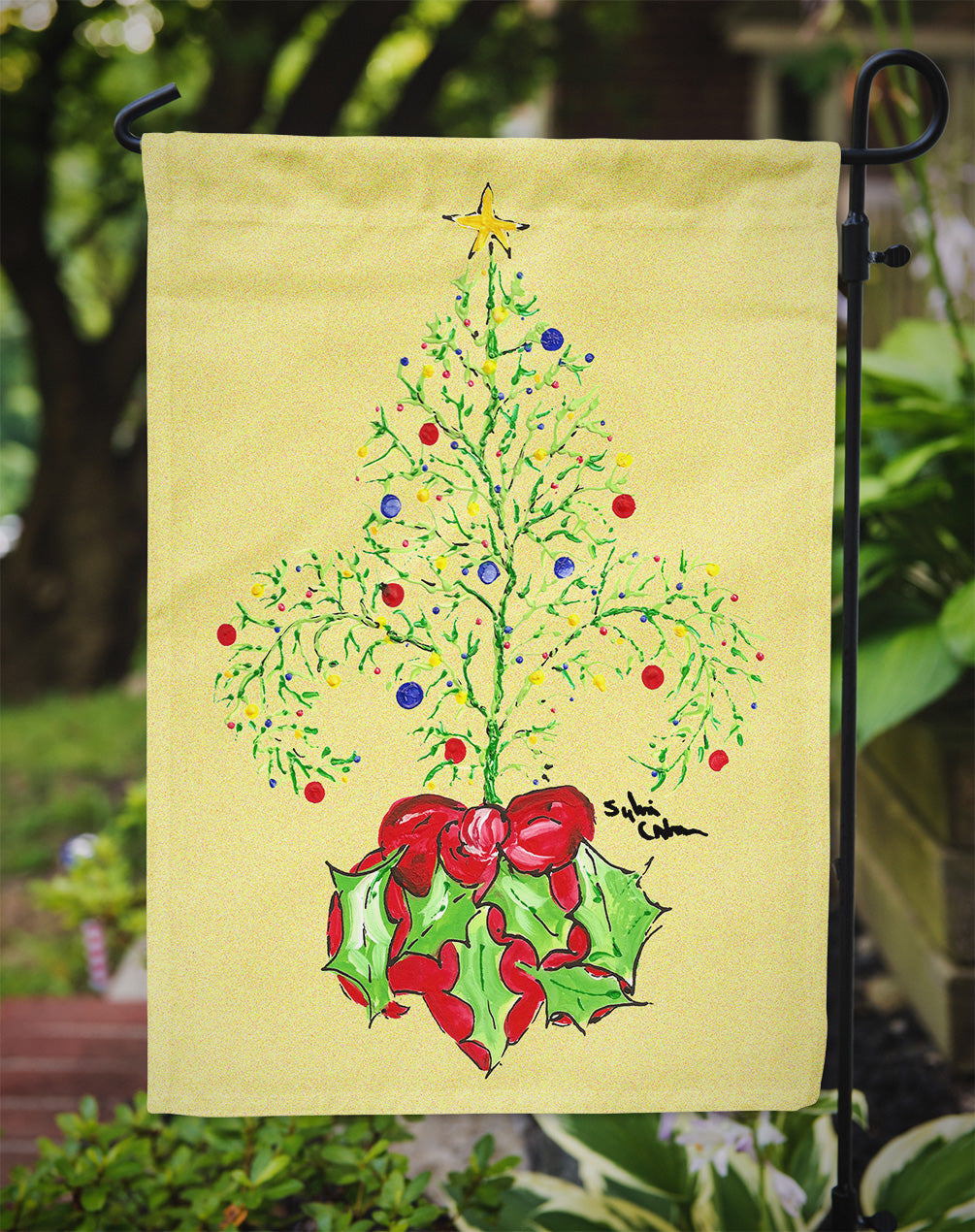Christmas Tree Fleur de lis Garden Flag Mailbox Decorative Yard Banner Outside Patio Artwork for Flower Beds, Garden Size, Multicolor