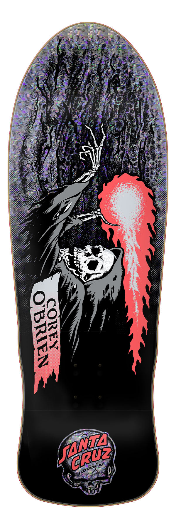 Santa Cruz O'Brien "Reaper" Silver Kaleidoscope 9.85" Complete Skateboard