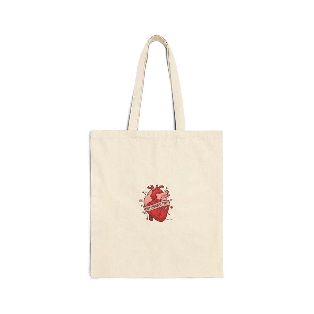Anatomical Heart Illustration Tote | Hearts‑with‑a‑Twist, anti love graphic