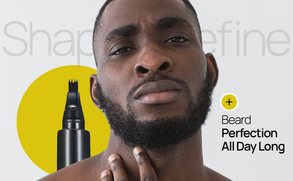 SELZALOT 4-Tip Beard Filler Pen Kit - Waterproof, Sweat-Proof, Long-Lasting Coverage for a Fuller Beard with Brush
