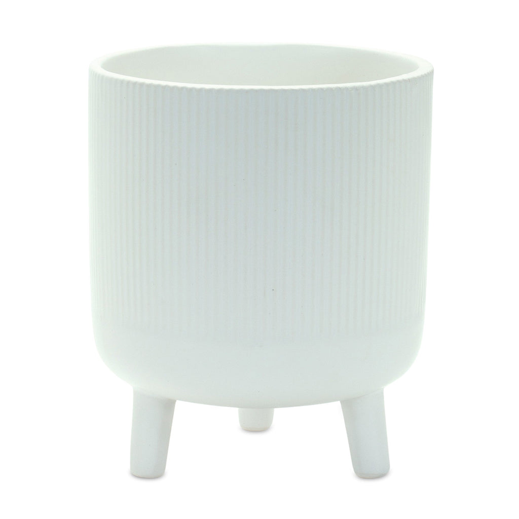 Ribbed Stone Footed Planter (Set of 2)