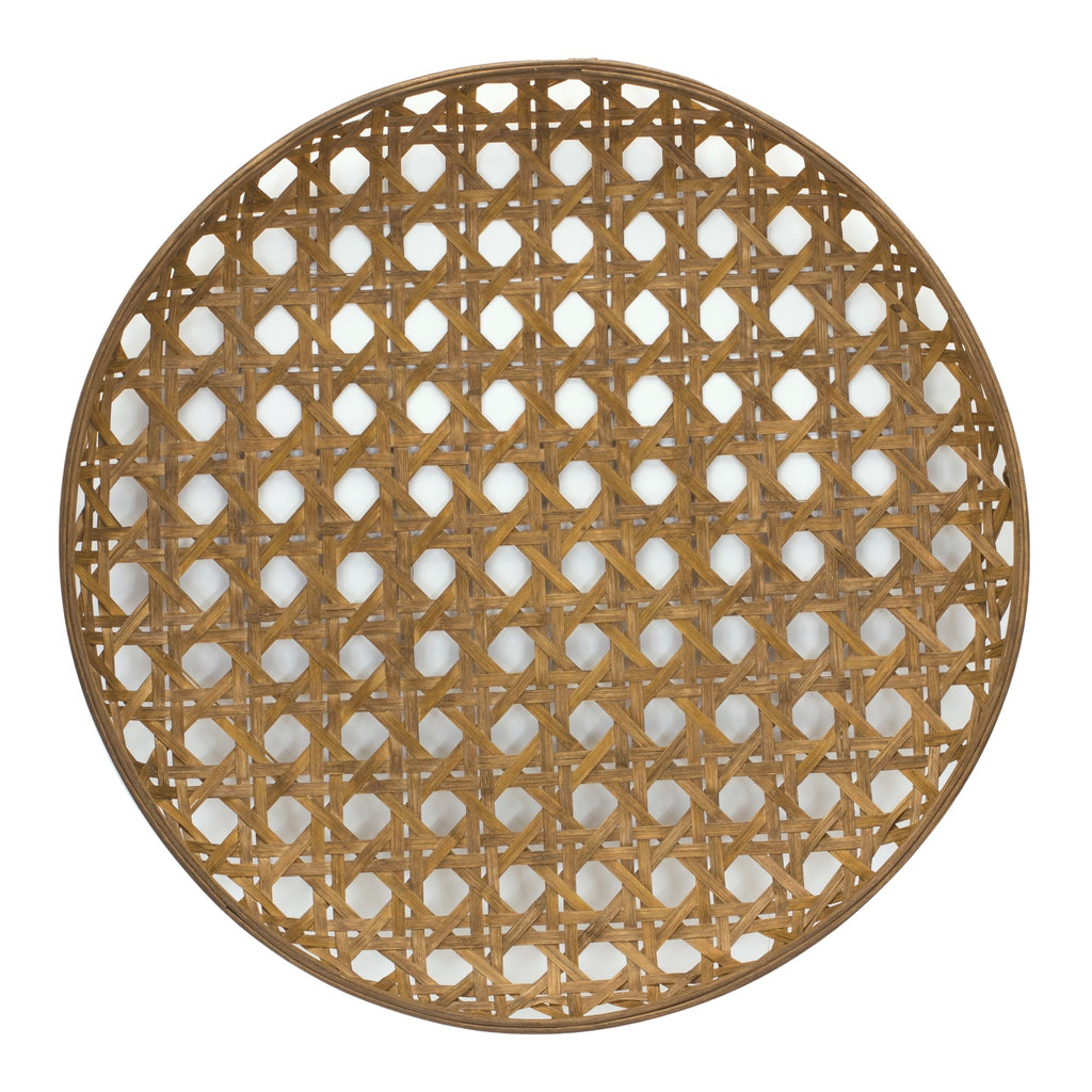 Large Round Bamboo Wooden Tray 26"D
