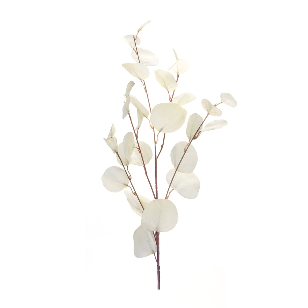 Ivory Silver Dollar Eucalyptus Leaf Spray (Set of 6)
