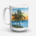 Palm Tree Ceramic Coffee Mug 15 oz Decorative Large C Handle Mug Cup for Tea, Cocoa Hot Chocolate