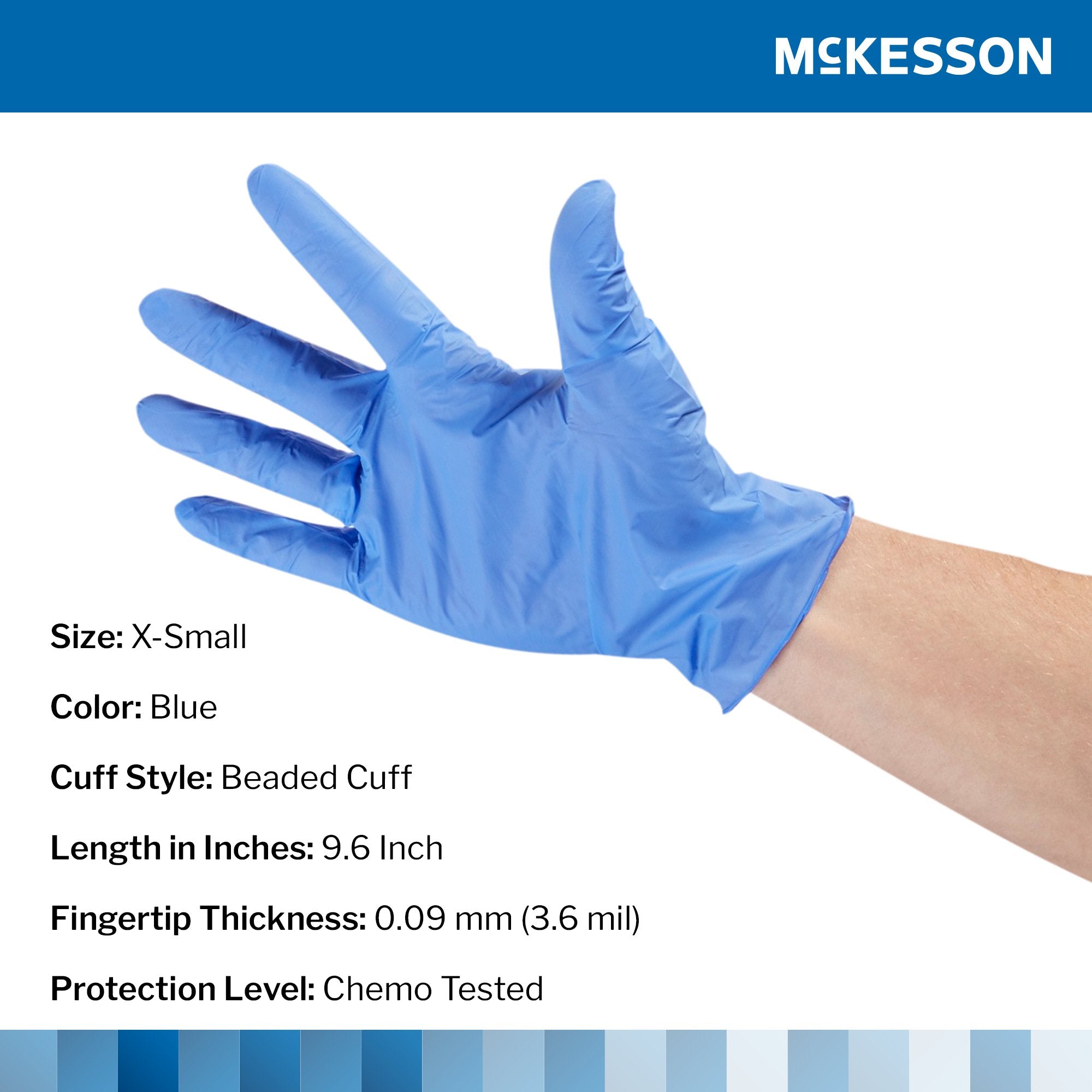 McKesson Confiderm® 3.5C Nitrile Exam Glove, Extra Small, Blue 14-6972C