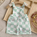 Childrens New Summer Checkered Suspender Pants For Babies