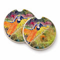 Parrot Parrot Head Set of 2 Cup Holder Car Coasters Absorbent Round Sandstone Coasters Gifts for Men or Women, 2.5, Multicolor