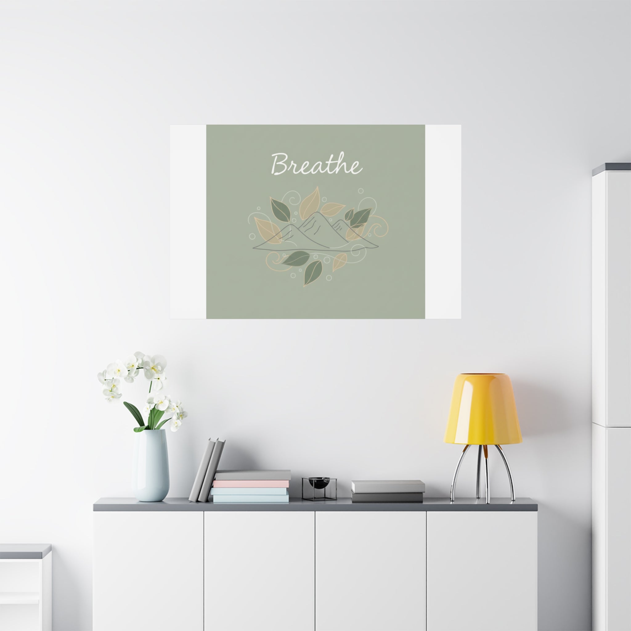 Breathe Mountain Line Canvas | Nature Symbols, Minimal Forest Wall Art