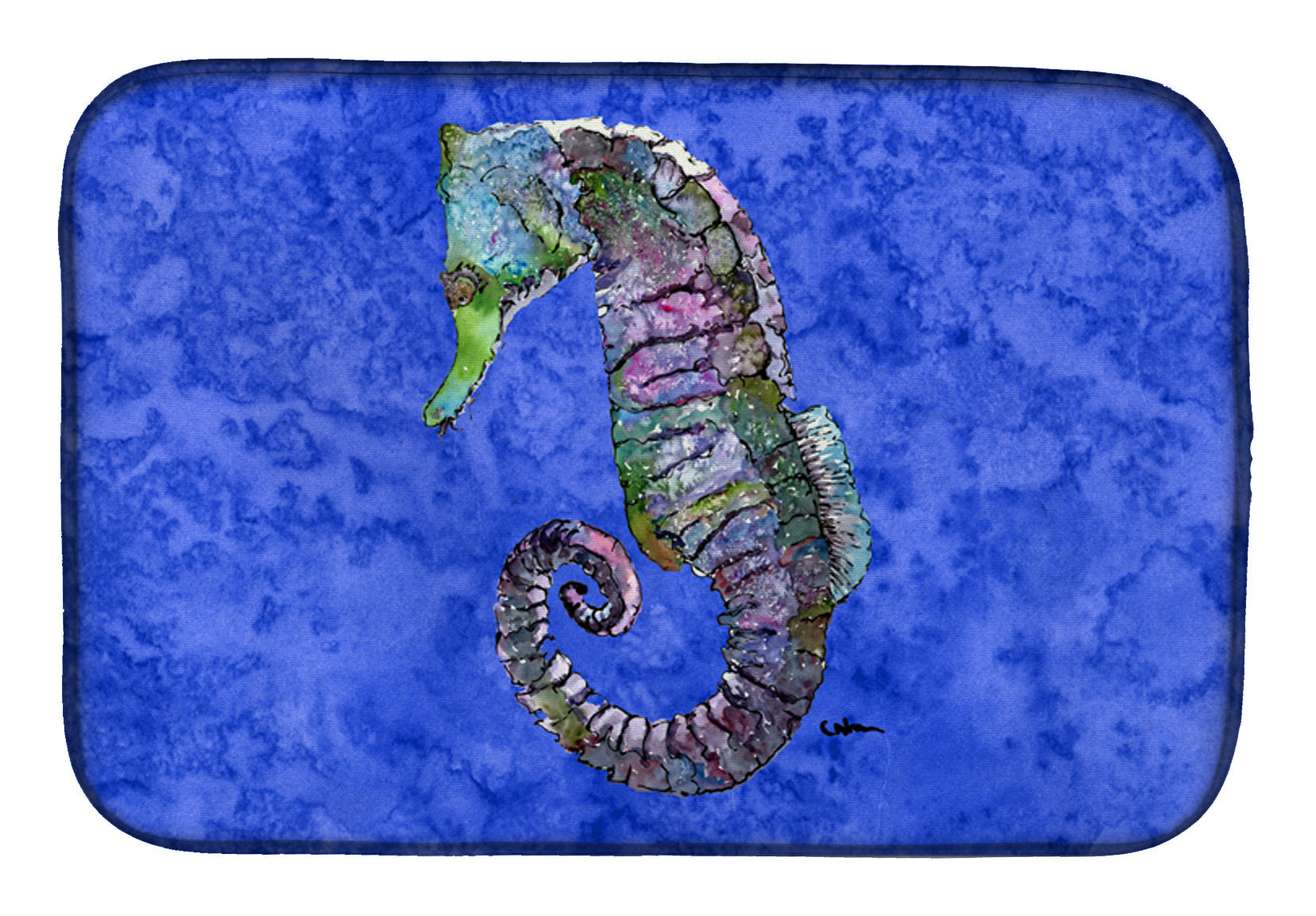 Seahorse Dish Drying Mat Absorbent Dish Drying Mat Pad for Kitchen Counter Dish Drainer Mat for Countertop, 14 x 21", Multicolor