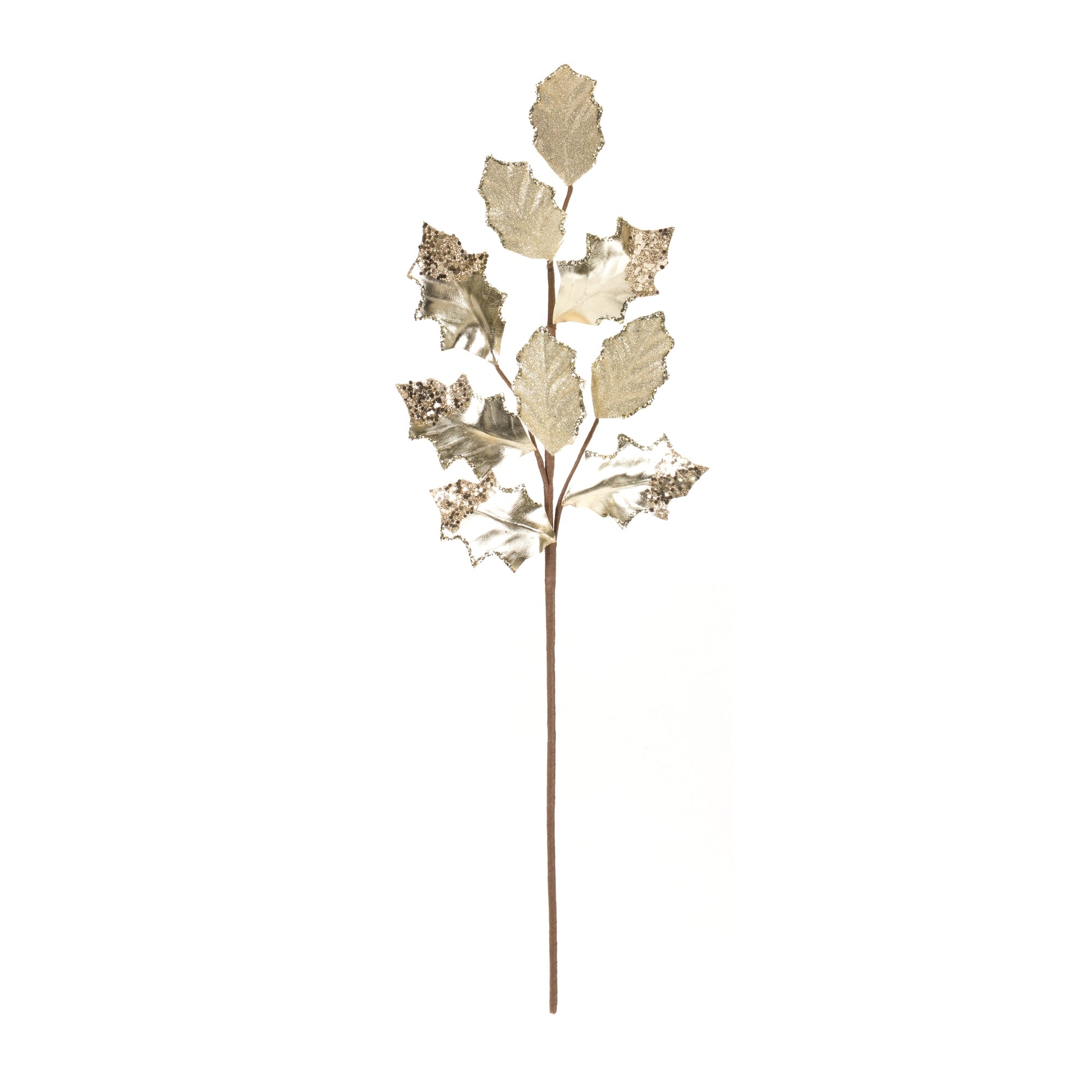 Glittered Holly Leaf Spray (Set of 6)