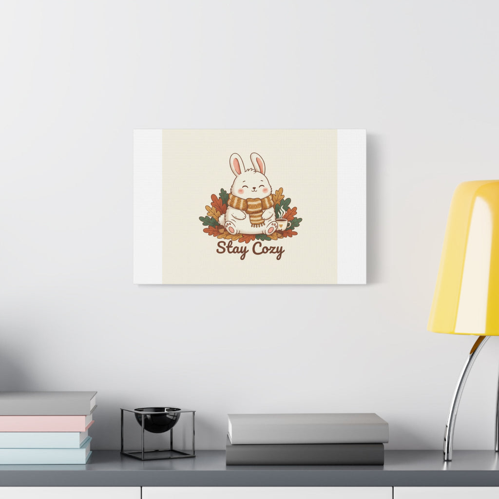 Cozy Bunny Illustration Canvas | Cute Critter Winter Forest Art