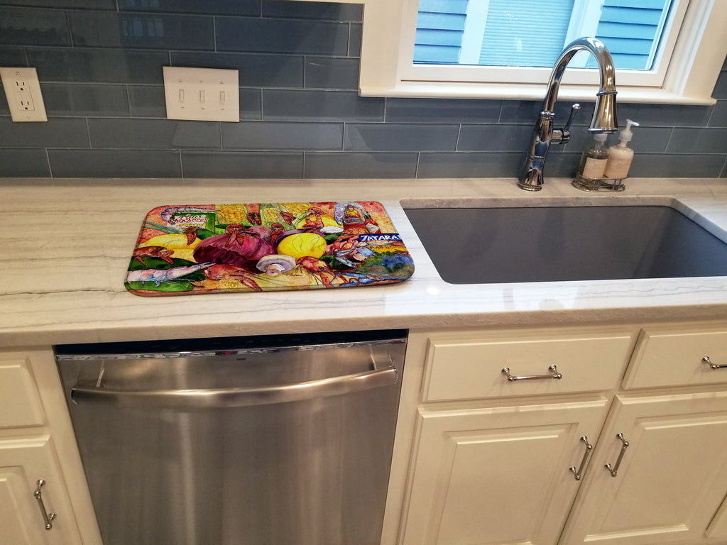 Crawfish with Spices and Corn Dish Drying Mat Absorbent Dish Drying Mat Pad for Kitchen Counter Dish Drainer Mat for Countertop, 14 x 21", Multicolor