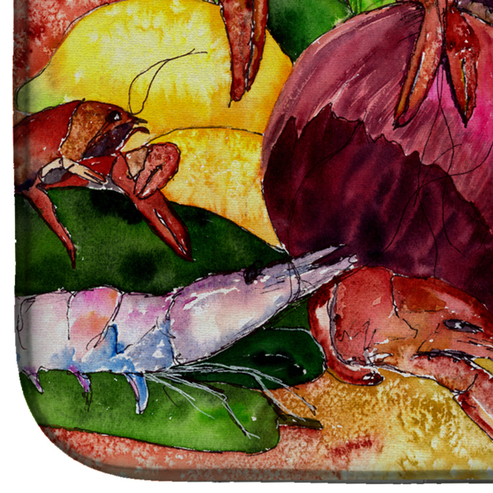 Crawfish with Spices and Corn Dish Drying Mat Absorbent Dish Drying Mat Pad for Kitchen Counter Dish Drainer Mat for Countertop, 14 x 21", Multicolor