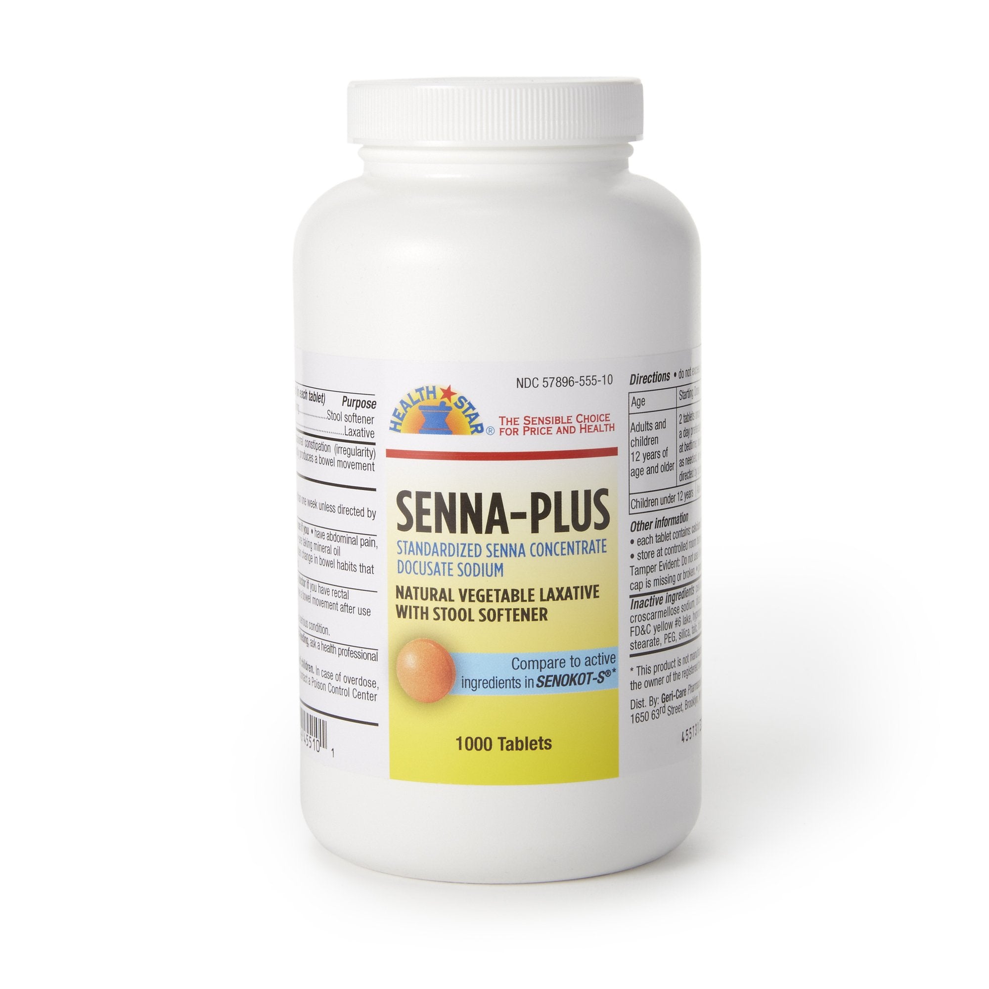 Geri-Care® Senna Plus Docusate Sodium / Sennosides Stool Softener 455-10-HST