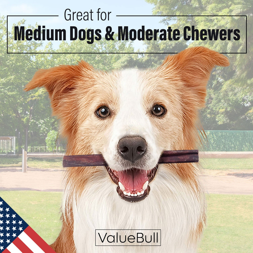 ValueBull USA Collagen Sticks for Dogs, 6 Inch Medium Chews, Natural Long-Lasting Dog Treats, 25 Count