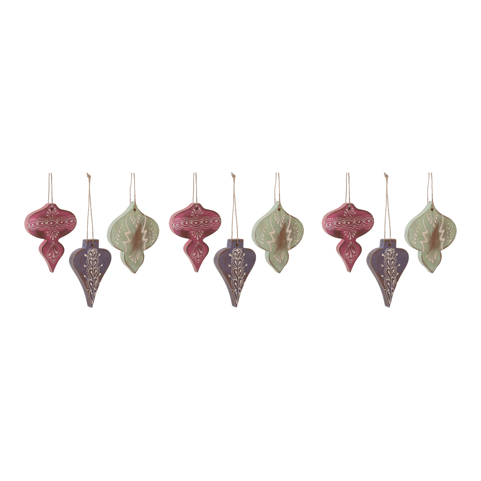 Wood Finial Ornament (Set of 6)