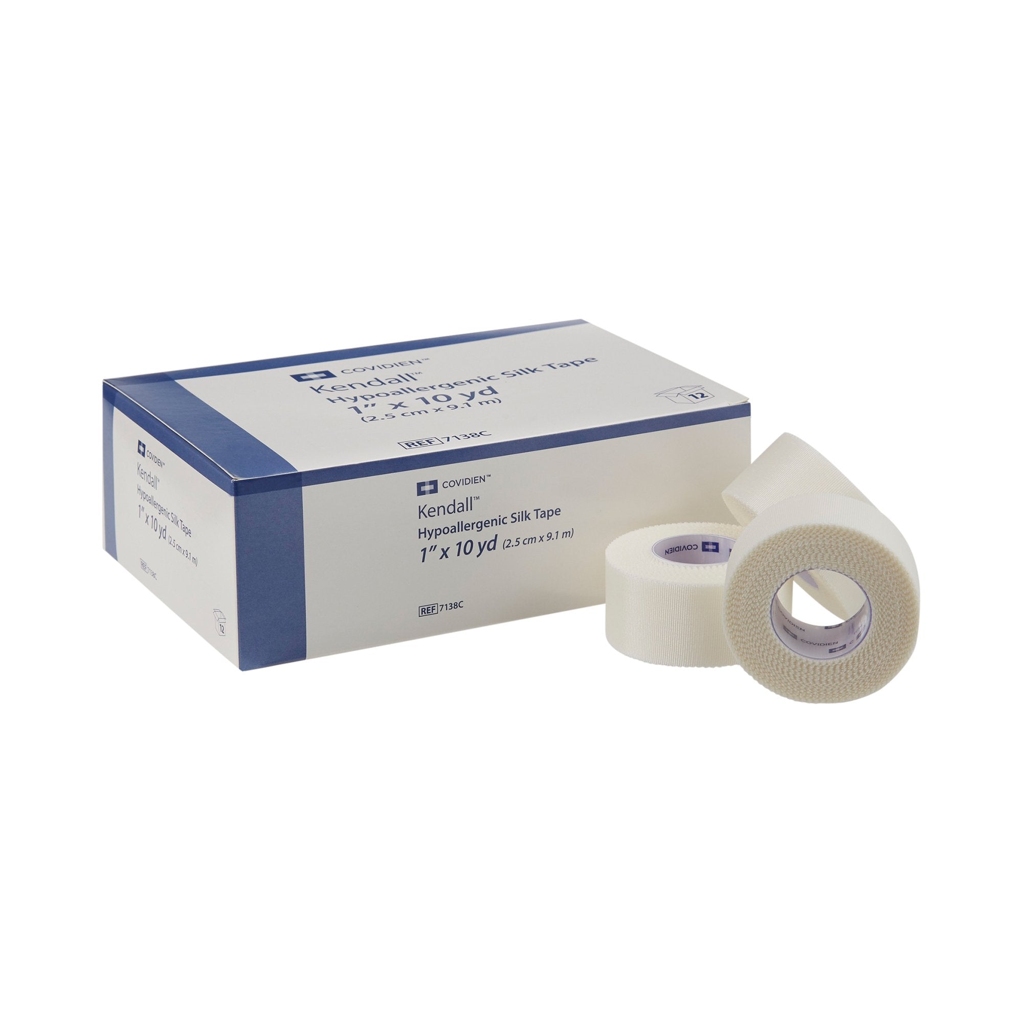 Kendall™ Hypoallergenic Silk-Like Cloth Medical Tape, 1 Inch x 10 Yard, White 7138C