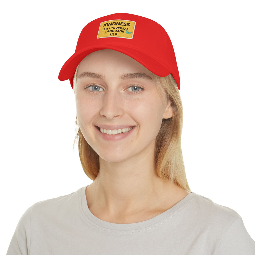 Kindness Is A Universal Language Patch Cap — Red Low Profile Baseball Hat