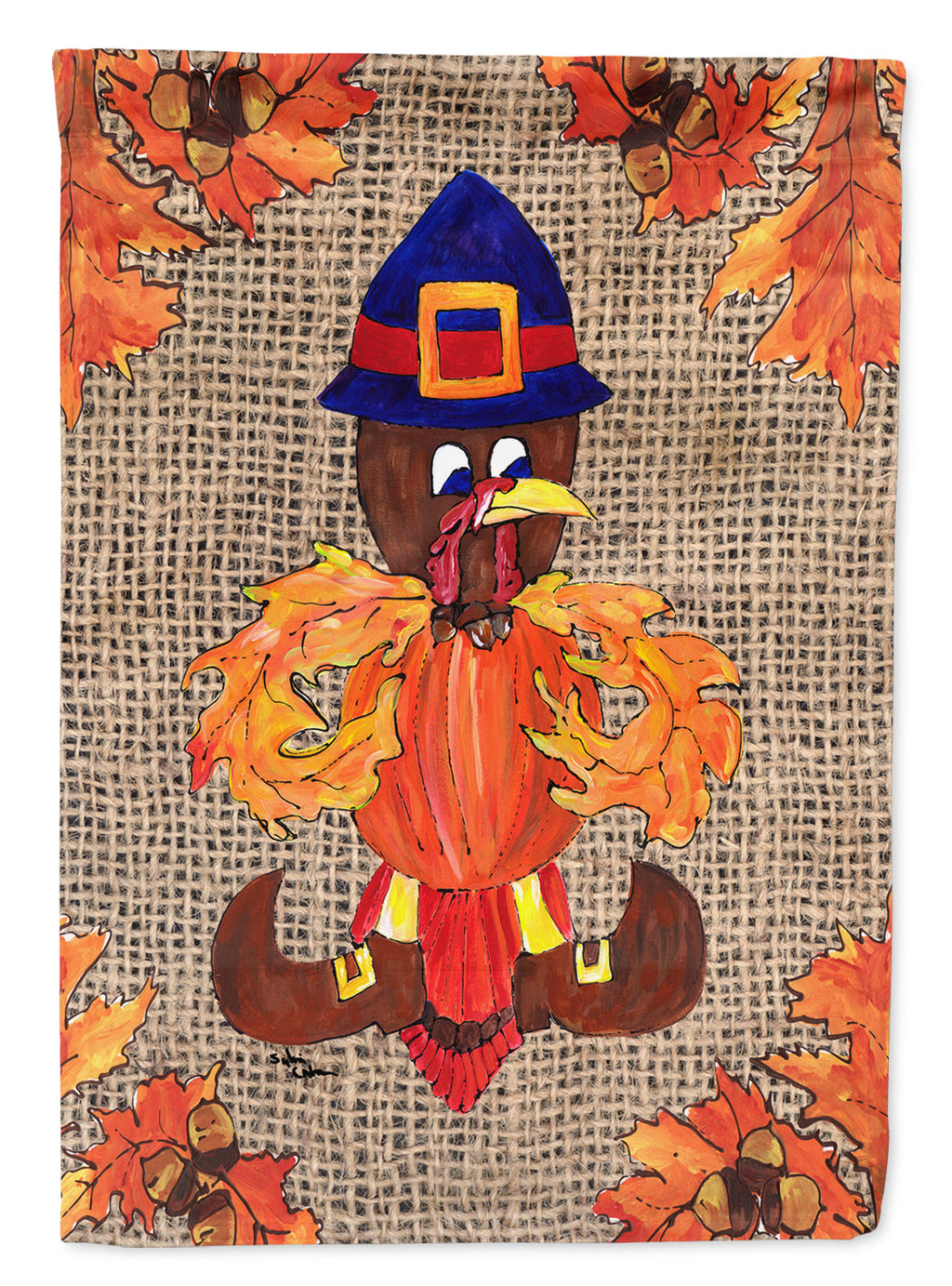 Thanksgiving Turkey Fleur de lis on Faux Burlap Garden Flag Mailbox Decorative Yard Banner Outside Patio Artwork for Flower Beds, Garden Size, Multicolor