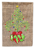 Christmas Tree Fleur de lis on Faux Burlap Garden Flag Mailbox Decorative Yard Banner Outside Patio Artwork for Flower Beds, Garden Size, Multicolor