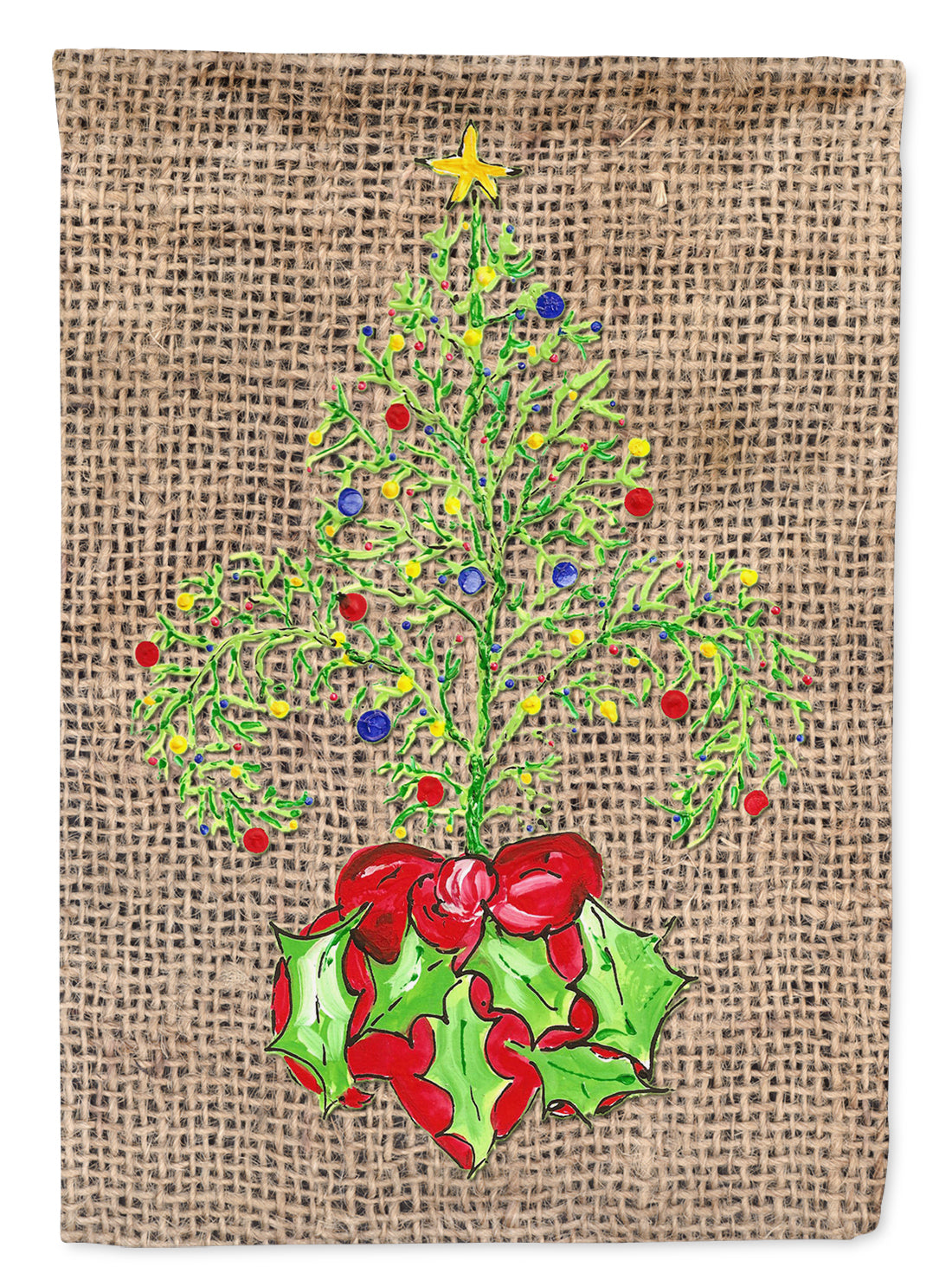 Christmas Tree Fleur de lis on Faux Burlap Garden Flag Mailbox Decorative Yard Banner Outside Patio Artwork for Flower Beds, Garden Size, Multicolor