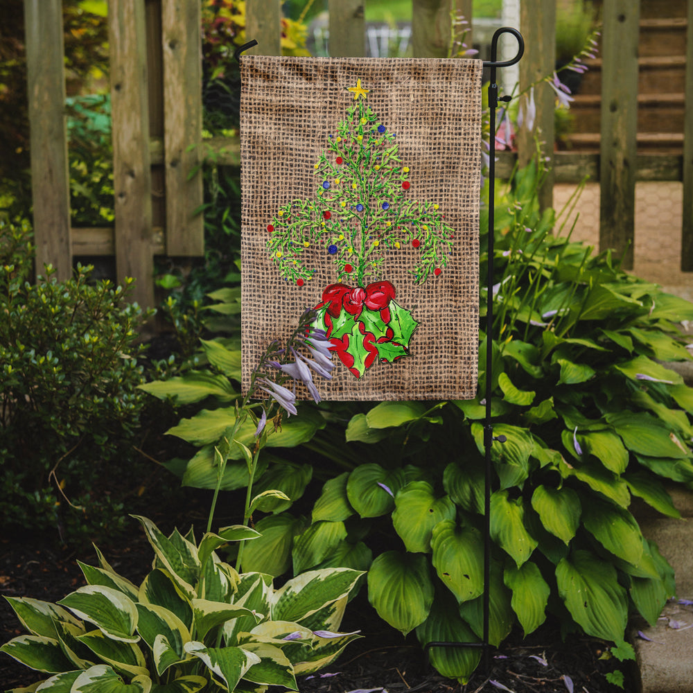 Christmas Tree Fleur de lis on Faux Burlap Garden Flag Mailbox Decorative Yard Banner Outside Patio Artwork for Flower Beds, Garden Size, Multicolor