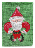 Christmas Santa Fleur de lis on Faux Burlap Garden Flag Mailbox Decorative Yard Banner Outside Patio Artwork for Flower Beds, Garden Size, Multicolor