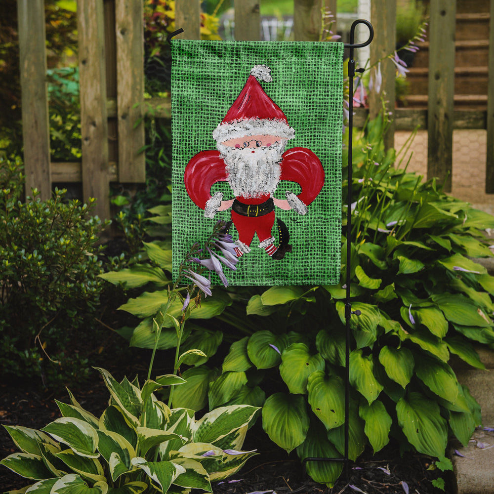 Christmas Santa Fleur de lis on Faux Burlap Garden Flag Mailbox Decorative Yard Banner Outside Patio Artwork for Flower Beds, Garden Size, Multicolor