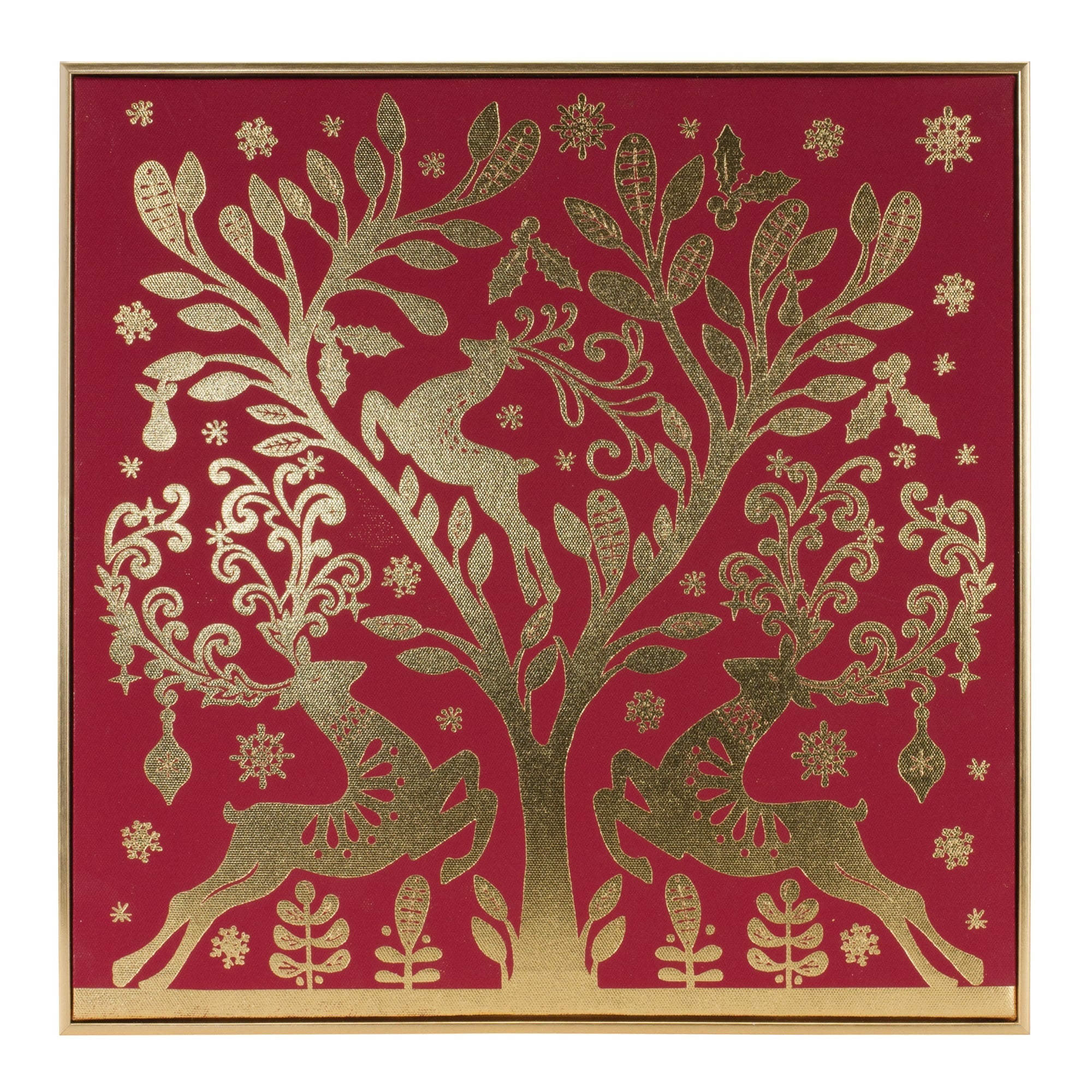 Framed Holiday Deer Print 15.5"SQ