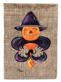 Halloween Pumpkin and Bat Fleur de lis on Faux Burlap Garden Flag Mailbox Decorative Yard Banner Outside Patio Artwork for Flower Beds, Garden Size, Multicolor