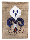 Halloween Ghost Bat and Spider Fleur de lis on Faux Burlap Garden Flag Mailbox Decorative Yard Banner Outside Patio Artwork for Flower Beds, Garden Size, Multicolor