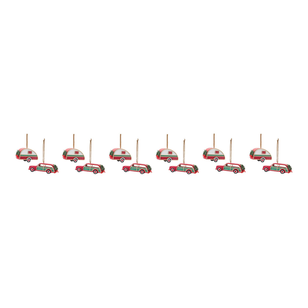 Vintage Camper and Car Ornament (Set of 12)
