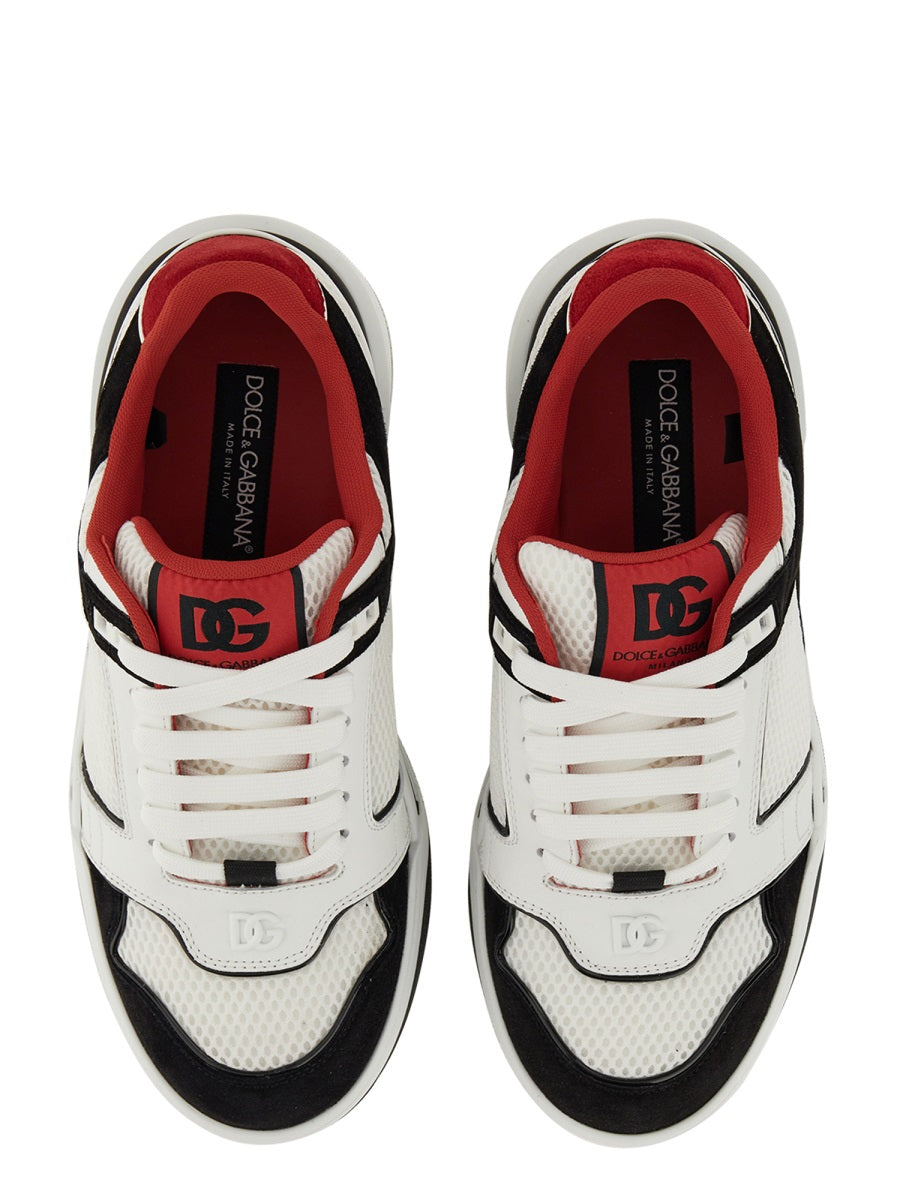 Dolce & Gabbana Men Leather And Mesh Sneaker