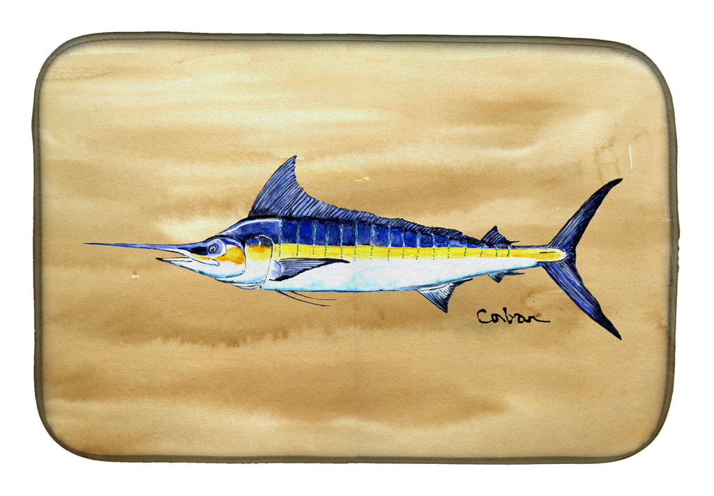 Swordfish on Sandy Beach Dish Drying Mat Absorbent Dish Drying Mat Pad for Kitchen Counter Dish Drainer Mat for Countertop, 14 x 21", Multicolor