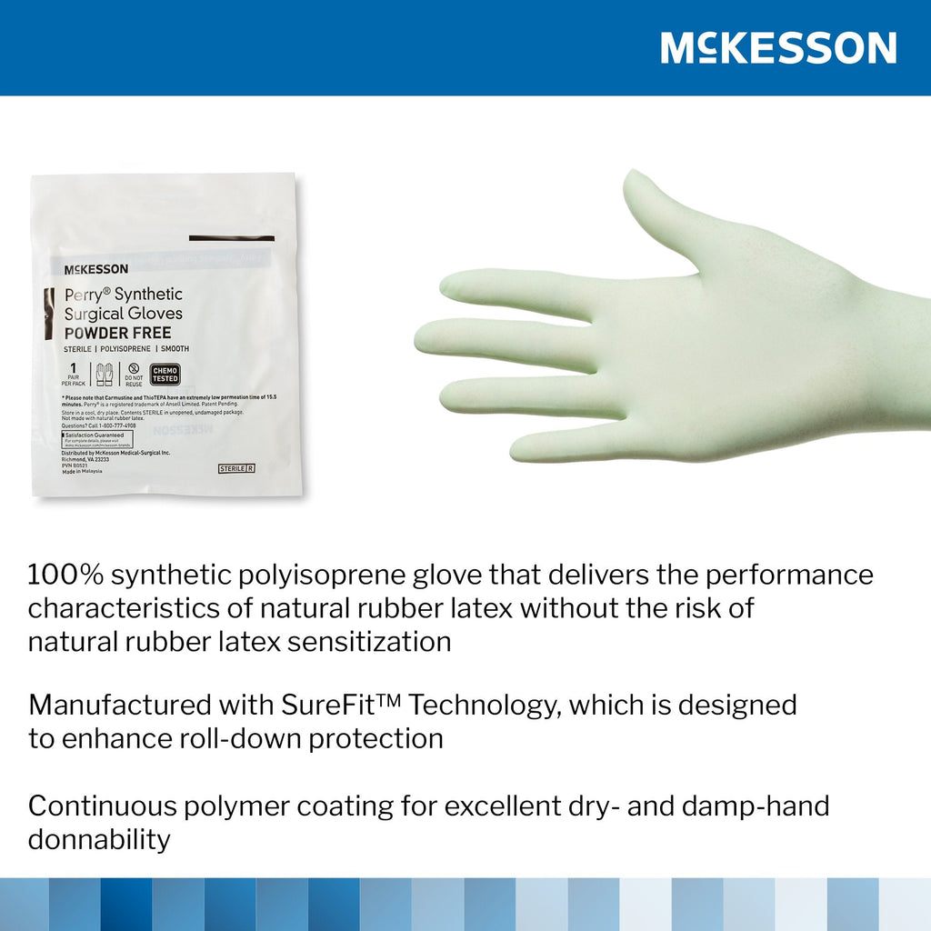 McKesson Perry® Performance Plus Polyisoprene Surgical Glove, Size 5.5, Green 20-2055N