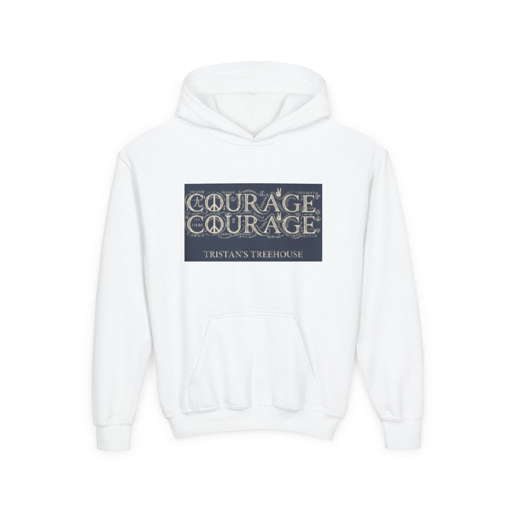 Youth Hoodie — 'Courage' Front & 'Peace Is a Universal Language' Back Graphic Sweatshirt