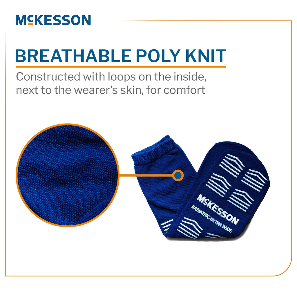 Slipper Socks McKesson Unisex Adult Bariatric / X-Wide Single Tread Single Patient Use Royal Blue 16-BXW-SCE4