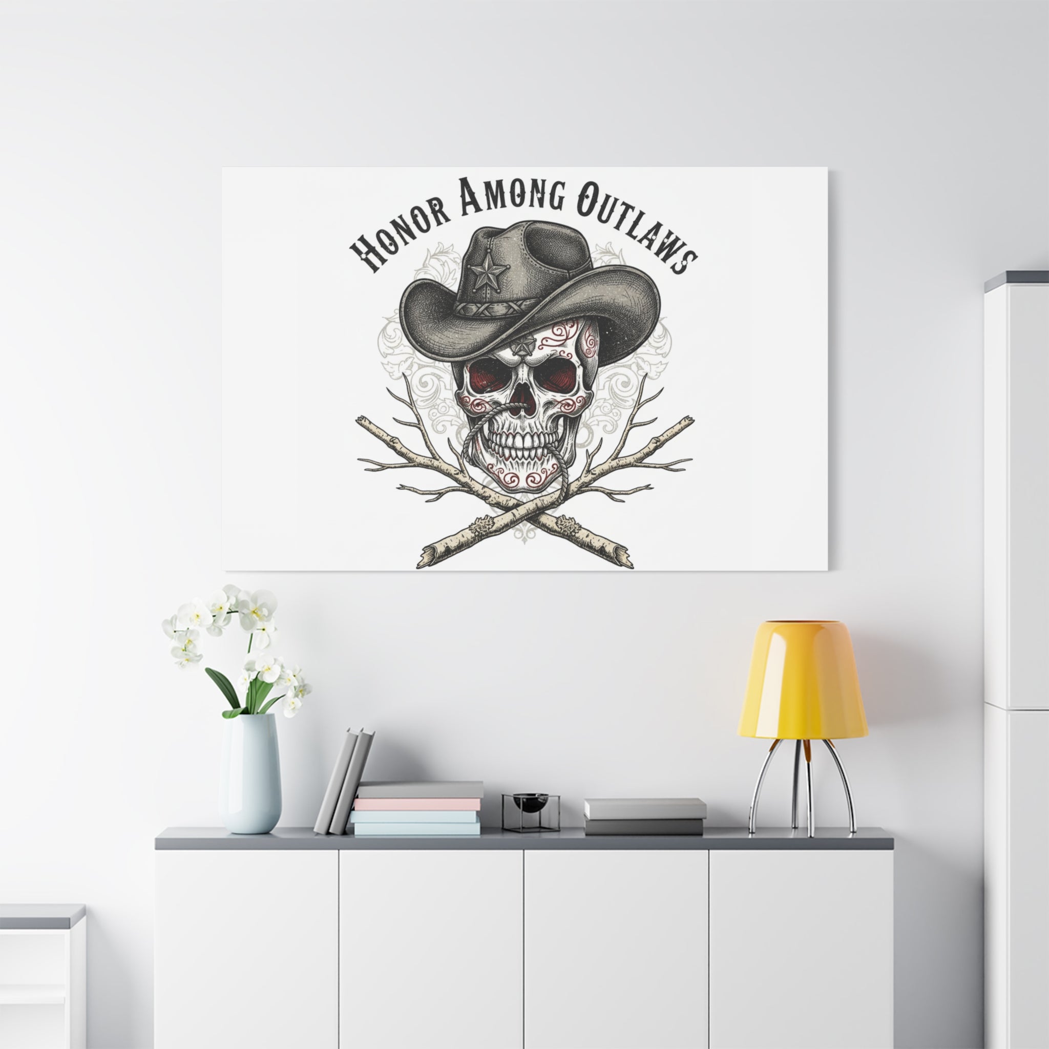 Honor Among Outlaws Canvas | Western Skull Art, Gothic Americana Desert Noir