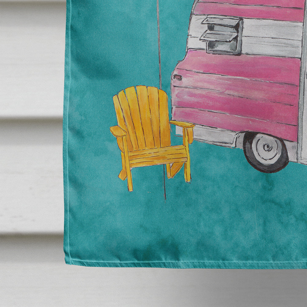 Welcome to the Trailer Retro Glamping Trailer House Flag 28x40 Porch Sleeve Pole Decorative Outside Yard Banner Artwork Wall Hanging, Polyester