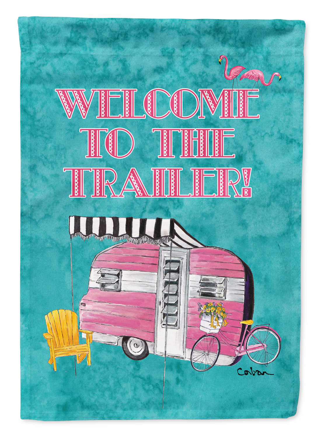 Welcome to the Trailer Retro Glamping Trailer Garden Flag Mailbox Decorative Yard Banner Outside Patio Artwork for Flower Beds, Garden Size, Multicolor