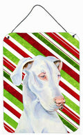 Great Dane Candy Cane Holiday Christmas Wall or Door Hanging Prints Aluminum Metal Sign Kitchen Wall Bar Bathroom Plaque Home Decor Front Door Plaque, 12x16, Multicolor