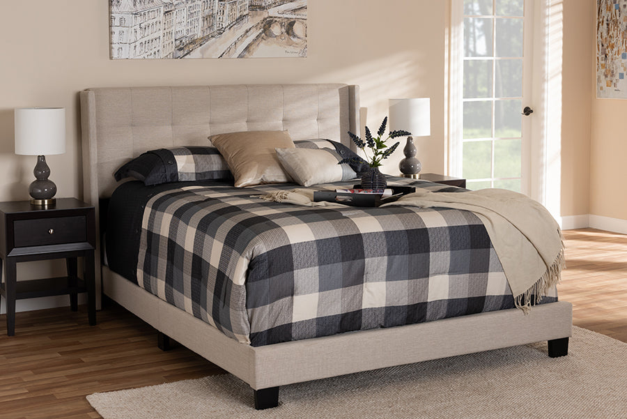 Baxton Studio Lisette Modern and Contemporary Charcoal Grey Fabric Upholstered King Size Bed