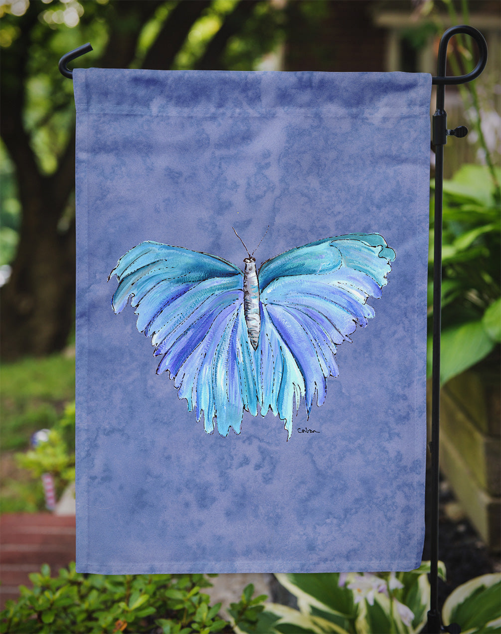 Butterfly on Slate Blue Garden Flag Mailbox Decorative Yard Banner Outside Patio Artwork for Flower Beds, Garden Size, Multicolor